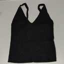 Women's V Neck Spaghetti Strap Cami Tank Top Black S