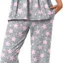 POPYOUNG Womens Pajama Sets Summer Ladies Pjs 2 Piece Loungewear with Comfy and Pockets Lightweight Sleepwear (Gray, XL)