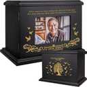 Cremation Urns for Human Ashes Adult Male Female, Wooden Urn for Ashes, Wooden Picture Frame Urns Box and Casket, Funeral Memorial Urns Box, Men Women Child, Holds 255 lbs (Black)