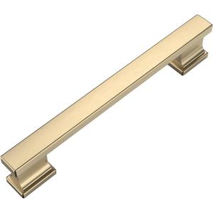 Amerdeco 10 Pack Brushed Brass Cabinet Pulls 5 Inch(128mm) Hole Center Gold Drawer Pulls Cabinet Hardware Kitchen Cabinet Handles for Bathroom Dresser Pulls ZH00013