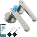 Fingerprint Door Lock, Fingerprint Door Knob Biometric Door Lock Smart Door Knob with App Control, Keyless Entry with Handle for Home Office Apartment Bedroom Nickel