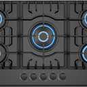 Empava 36" Bulit-in Tempered Glass Gas Cooktops 5 Italy Imported Sabaf Burners Stove Tops, 36 Inch, Black
