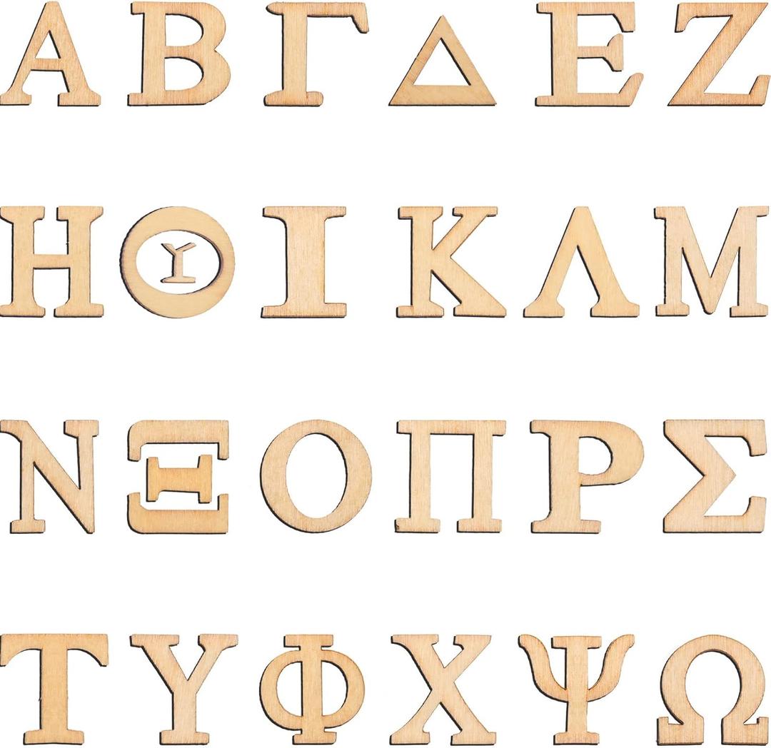 Blulu 96 Pcs Wooden Greek Letters Bulk Unfinished Wood Greek Alphabets Letters for Sorority Fraternity Paddle DIY Painting Crafts Arts Project Home Wall Decor(2 Inch)