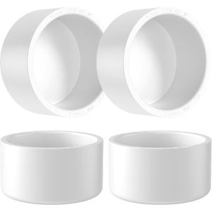 3" PVC Pipe End Cap Fitting, 4PCS SCH40 Furniture Grade PVC Pipe Plug Adapter, White Pipes Slip End Caps Sockets for Built Furniture DIY Garden Shelf
