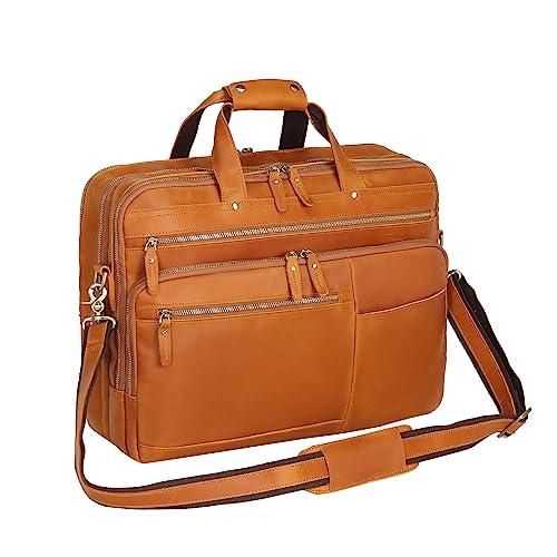 UBANT Leather Messenger Bag for Men 15.6 Inch Full Grain Leather Laptop Bag Briefcase Satchel Office Business Travel Case Computer Shoulder Bag Brown