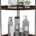 Dorhors 2-Tier Bathroom Counter Organizer,Vanity Counter Corner Shelf, Skincare, Wood Countertop Bathroom Storage and Organization for Kitchen (Walnut)