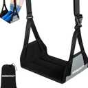 Airplane Foot Hammock, No Collapse Foot Rest for Plane Travel with Extended Adjustment Strap, Portable Desk Foot Hammock with Thickened Foam, Foot Sling Travel Essentials to Relax Your Feet