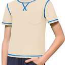 Haloumoning Boys Athletic Short Sleeve T-Shirts Kids Quick Dry Rash Guard Swim Shirt Tops Tees 5-14 Years , Khaki