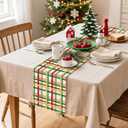 3 x Artscope Buffalo Plaid Christmas Table Runner, Xmas Winter Holiday Kitchen Dining Table Decoration for Christmas Home Party Decor 13x48 Inch-Beige