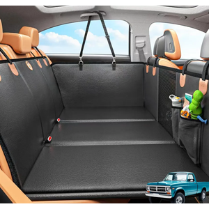 Back Seat Extender for Dogs, Hard Bottom Dog Car Seat Cover for Truck Back Seat, Dog Hammock for Car, Upgraded PU Leather Material, Larger Space, Holds 400lbs