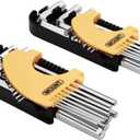 MOUNT 21PCS Long Arm Hex Key Set, Cr-V Alloy Steel, Hinged Carry Case for Easy Organization, Metric/SAE Sizes, Tool Kit for Home & Vehicle Maintenance