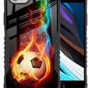 LANJINDENG for iPhone SE 2022/2020/7/8 Case for Men Boys, Soccer Sports Design Shockproof Anti-Scratch Drop Soft TPU Bumper Hard PC Back Protection Case for iPhone SE 3rd/2nd Gen/7/8/6