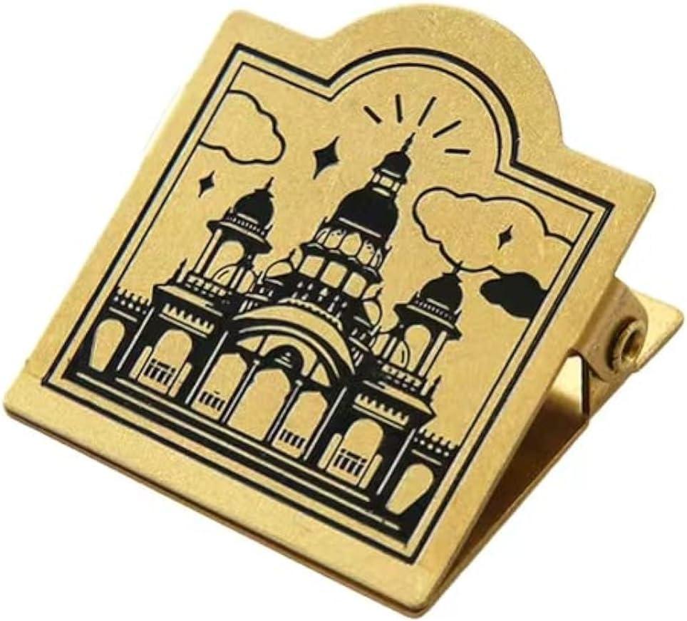 Brass Clip, Brass Binder Clip, Bill Binder Clip, Brass Clips for Journals, Decorative Binder Clips, Travelers Notebook Clip, Wall Hanging File Organizer (Castle in The Nebulous Sky)