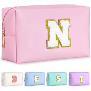 TOPEAST Makeup Organizer - Initial Makeup Bag, Desk Organizer Small Cosmetic Bag Desktop Cosmetic Organiser (Pink N)