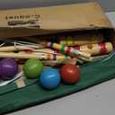 ApudArmis Six Player Croquet Set with Premiun Rubber Wooden Mallets 28In,Colored Ball,Wickets,Stakes - Lawn Backyard Outdoor Game Set for Adults/Teenagers/Family (Large Carry Bag Including)