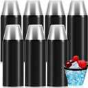 Patelai 200 Pcs Rimmed Plastic Cups 9 oz Disposable Wine Glasses Heavy Duty Plastic Clear Cocktail Cups for Party Wedding Birthday Bridal Baby Shower Holiday Celebrations Supplies(Black)