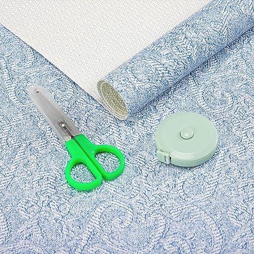 FIFTY FEET 12X120 Inch Shelf Liner with Scissor & Tape Measure for Kitchen Cabinets, PVC Drawer Liner for Dresser Non-Slip Bathroom, Non-Adhesive Cabinet Liner Washable (Pale Blue)