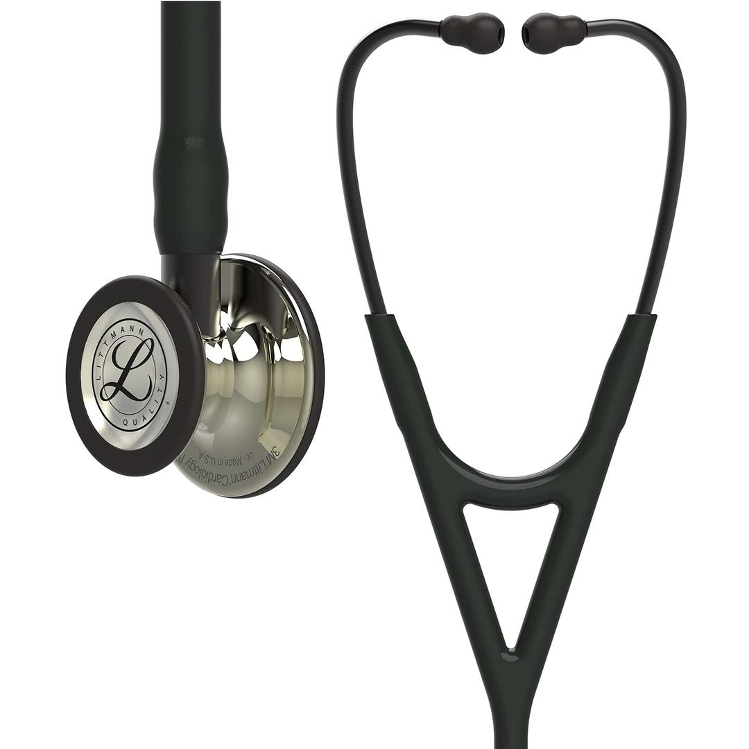 3M Littmann Cardiology IV Diagnostic Stethoscope, 6179, More Than 2X as Loud, Weighs Less, Stainless Steel Champagne-Finish Chestpiece, 27" Black Tube, Smoke Stem, and Headset
