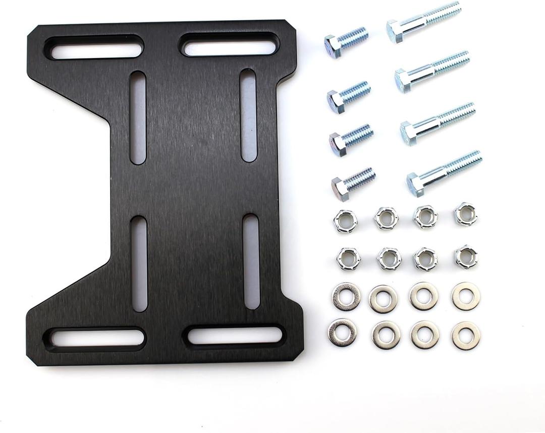 Aluminum Adjustable Engine Mounting Bracket for 4 Stroke Engines Predator 212 Tecumseh Tilloson，Engine Motor Mount Adapter Plate Bracket for Mini Bike Go Kart Coleman 100 Doodlebug DB30（Black)