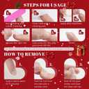 3 x Red Press On Nails Short - Jofay Fashion French Tip Press On Nails, Acrylic Fake Nails with Snowflakes and Gold Glitter, Reusable False Nails Glue On Nails for Women, Stick On Nails Kit 32Pcs