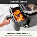 GreenPan Cyclone 7QT 12-in-1 Air Fryer, XL Easy View Window, 400 F in 4 Seconds, Digital Touch Screen Presets, Ceramic Nonstick PFAS-Free Basket, Shake Reminder, Adjustable Temp & Time Control