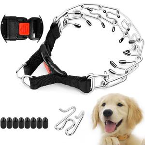 Supet Prong Collar for Dogs Training Collar, Adjustable Pinch Collar with Quick Release Buckle for Small Medium Large Dogs, No Pull Dog Collar (Packed with One Extra Links)