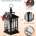 iStatue Metal Black Christmas Lantern with Flameless Candle, 14'' Modern Farmhouse Decor Festive Holiday Rustic Home Xmas Gifts for Indoor / Outdoor (Xmas)