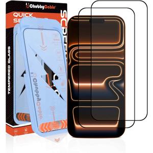 chubbycable 2PCS ChubbyShield Ultra for iPhone 17 Air HD Tempered Glass Screen Protector, Ultra-easy Install Box, Auto Dust-Elimination & Bubble Free