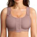 BRABIC Post Surgery Compression Bras for Women Front Closure Mastectomy Bra with Wide Adjustable Straps Wirefree, Medium