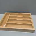 Expandable Bamboo Kitchen Drawer Organizer for Cutlery and Utensils, Adjustable Bamboo Wood Cutlery Tray in Drawer for Flatware and Silverware in Kitchen, (Natural) (7 Slots Expandable)