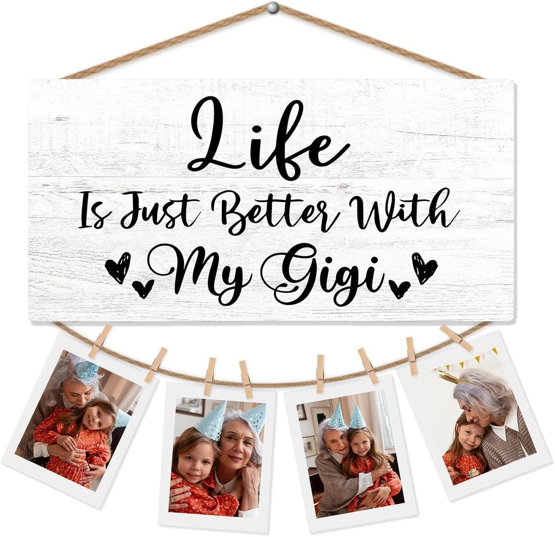 Gigi Gifts Picture Frame Photo Holder for Wall, Birthday Gifts for Nana Grandma, Thank You Grandmother Gift from Grandchildren Grandkids Hanging Photo Display