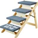 VEVOR Wood Pet Stairs/Pet Steps, 2-in-1 Foldable Wooden Dog Stair for Beds, Sofa and Cars, Dog Stairs & Ramp with 4 Steps for Small Medium Large Pet, up to 150 lbs