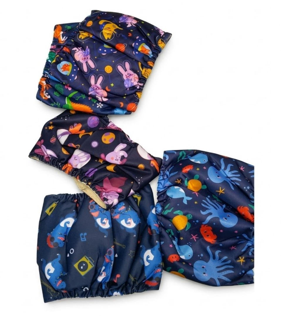 ALVABABY Baby Cloth Diapers 6 Pack with 12 Inserts Cloth Diaper Covers Adjustable Washable Reusable for Baby Girls and Boys 6DM116A (Colorful World)