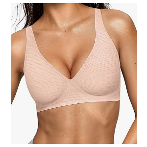 SPANX Womens Deep V Bras Wireless Comfortable Bra Supportive No Underwire Bras Tshirt Push Up Bralettes Plunge Seamless Bra XL