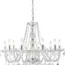 Large Crystal Chandelier, Modern Chrome Crystal Chandeliers for Dining Room Light Fixture, 10-Lights Large Pendant Light Fixtures Luxury Chandelier for Living Room Bedroom Foyer Entryway D26.8'', 30.3" High 26.8" Wide