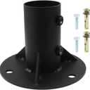 52mm Round Chain Link Fence Post Pole Flange Base, Black Floor Flange, 2 Inches Concrete Mounted Post Pole Bracket for Mailbox Fence Flag