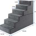 Dog Steps for Bed (5/6/7-Step), Stable Foam Pet Stairs with Washable Cover & Non-Slip Carpet, Wide Deep Steps for High Beds, Dog Stairs for Small & Large Dogs