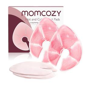 Momcozy Larger Breast Therapy Packs, Hot and Cold Breast Pads with 2 Soft Covers, Breastfeeding Essentials，2 Pack，Pink