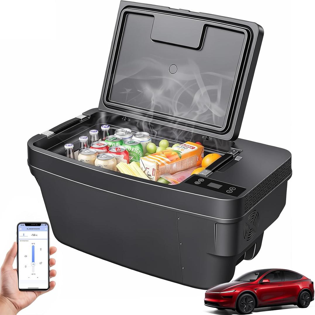 Car Refrigerator for Tesla Model Y, 35QT (33L) Portable Freezer, -7.6°F to 50°F 12V Car Fridge for Model Y Trunk with App Control, 12&24V DC Tesla cooler for Camping, Shopping, Road Trips, Home