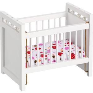 NUOBESTY Dollhouse Mini Crib Doll Cradle Doll Decoration Mini Baby Bed Crib Cradle for Miniature Dollhouse Furniture Party Kit