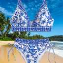 Women High Waisted Bikini Sets Bathing Suit Tummy Control Swimsuits Two Piece Swimsuit Tie Back Summer Swimsuit (M)