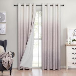 Purple Ombre Full Blackout Curtain Panels 84 Inch Long Noise Reducing Energy Efficient Window Treatment Drapes for Bedroom Linen Texture with Grommets Gradient Print Cream White to Lavender, 50"x84"x2