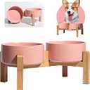 Elevated Ceramic Dog Bowl Set  Raised Dog Bowls with NonSlip Bamboo Stand  Dog Food and Water Bowl Set  Double Dog Feeding Bowls  Suitable for Small and Medium Dogs  28.74 OZ  3.6 CUPS  850 ML