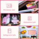 2 x Lunchneo bento box for adults, separate for men and women, set of utensils and dipping containers, cute Japanese bento box, microwave heatable(Pink)