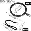 60 Pieces Metal Drapery Curtain Rings Curtain Hanging Rings and 60 Pieces Metal Curtain Drapery Pin Hooks for Window Curtain, Door Curtain and Shower Curtain (Black)