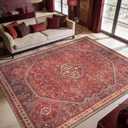 Keen Home Design 6x9 Rug - Machine Washable Area Rug with Non-Slip Backing, Ideal for Living Room, Dining Room, Bedroom - Vintage, Easy Clean, Durable, Low Pile Rug - (6' x 9')