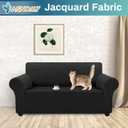 Asnomy Sofa Covers for 2 Cushion Couch Stretch loveseat Cover Slipcovers, Pet Protector Furniture Covers for Dogs Cats Spandex Jacquard Fabric Small ChecksMedium Black