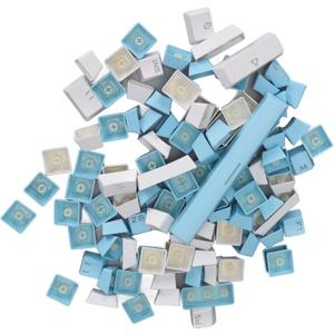Universal Wear Double Color Matching Ergonomic Translucent Keycap for Gaming Typists (Blue White)