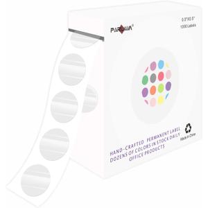 PARLAIM 0.5 inch Round Clear Circle Dot Sticker, 1000pcs Transparent Adhesive Label for Envelope, Cosmetic Box, Gift Bag, Translucent Wafer Package Seals