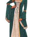 YEAXLUD Womens Renaissance Medieval Costume Dress Lace up Irish Over Long Dresses Cosplay Retro Gown (Green, XXXL)